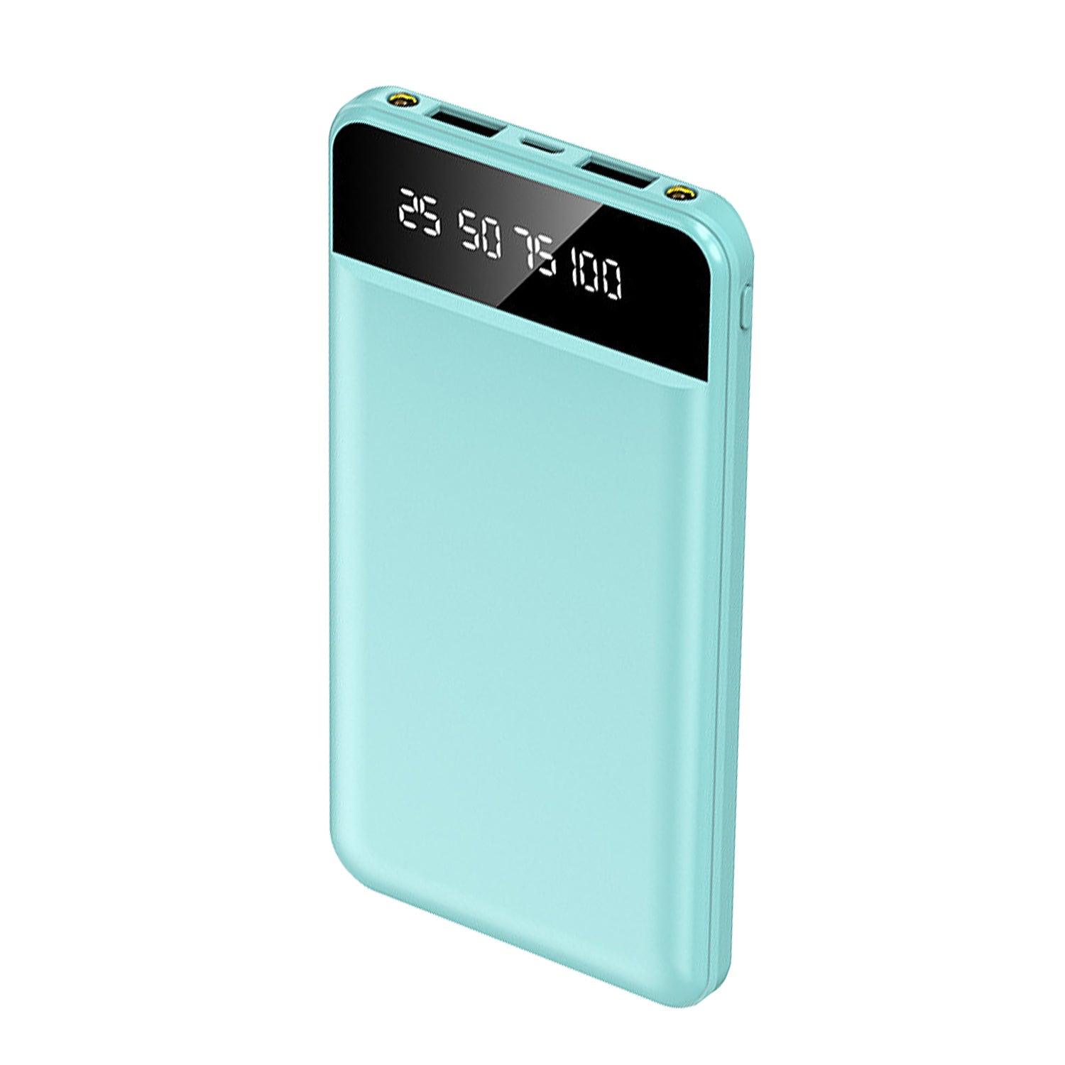 10000mAh Ultra Slim Power Bank Digital Display LED Flashlight 2 USB Ports Airline Approved
