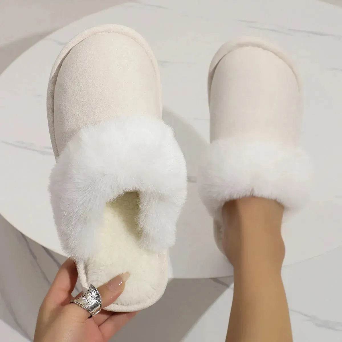 Winter Warm Plush Slippers for Women and Men, Non-Slip Fuzzy House Shoes
