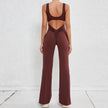 Hollow Back Workout Jumpsuit Sports Athleisure Yoga Wide Leg Jumpsuit