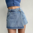 Elegant Anti-exposure Irregular Mini Denim Skirt