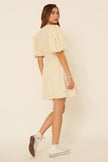 Floral V Neck Tie Puff Sleeve Smock Mini Dress
