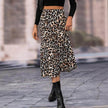 Women's A- Line Umbrella Skirt High Waist Leopard Print Midi sheath Skirt