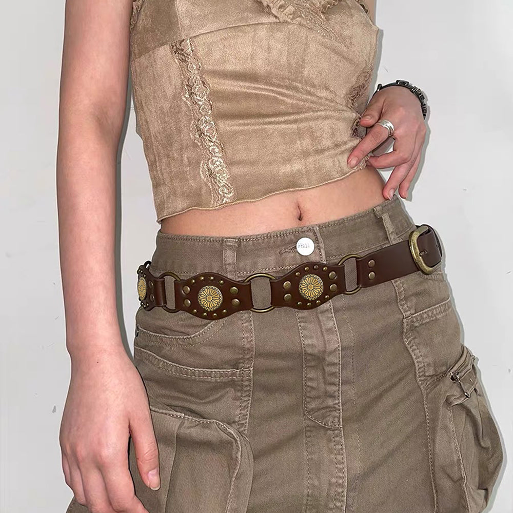 Vintage Riveted Punk Belt – Alloy & PU Unisex Fashion Belt in 110cm & 120cm (12 Styles)