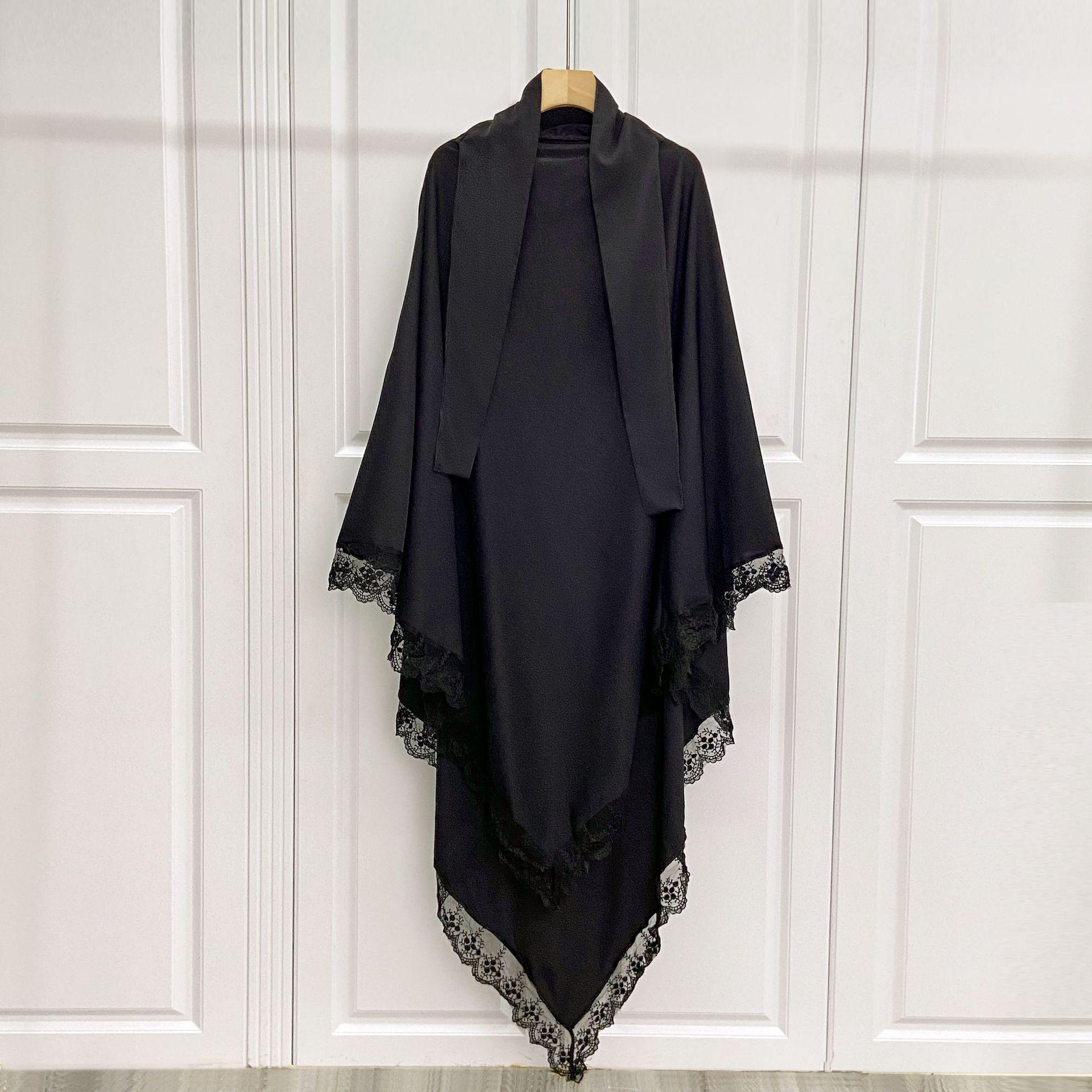 Arabic Baotou Cover Fashion Solid Color Gown Lace Headscarf