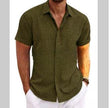 Men's Solid Color Loose Linen Short-sleeved shirt