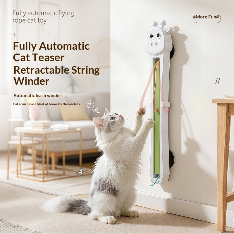 Wall-Mounted Interactive Cat Toy – Flying Rope USB Rechargeable Exercise Wand for Indoor Cats