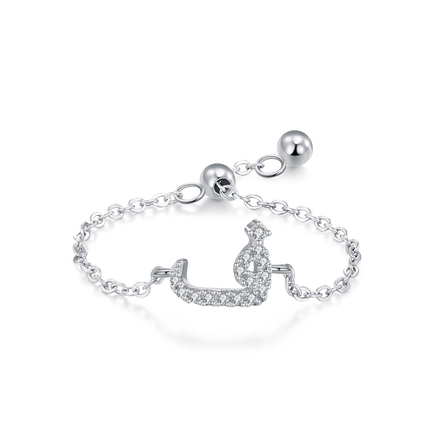 S925 Sterling Silver Niche Style Arabic Letters Pull-out Chain All-match Stackable