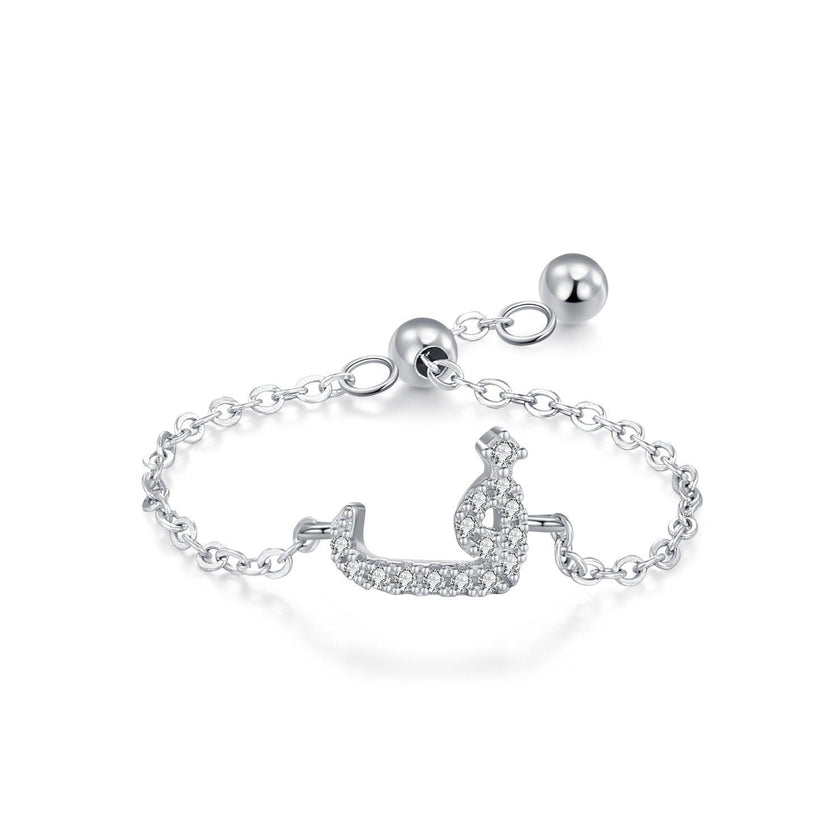 S925 Sterling Silver Niche Style Arabic Letters Pull-out Chain All-match Stackable