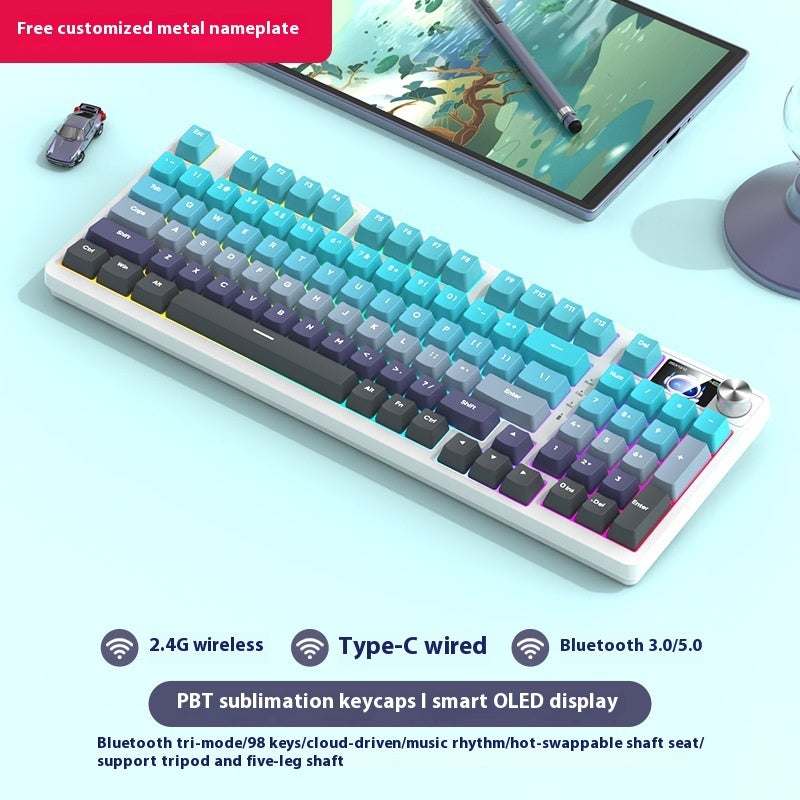 98-Key Wireless Bluetooth Mechanical Keyboard – Triple-Mode Gaming & Office | 30 Styles
