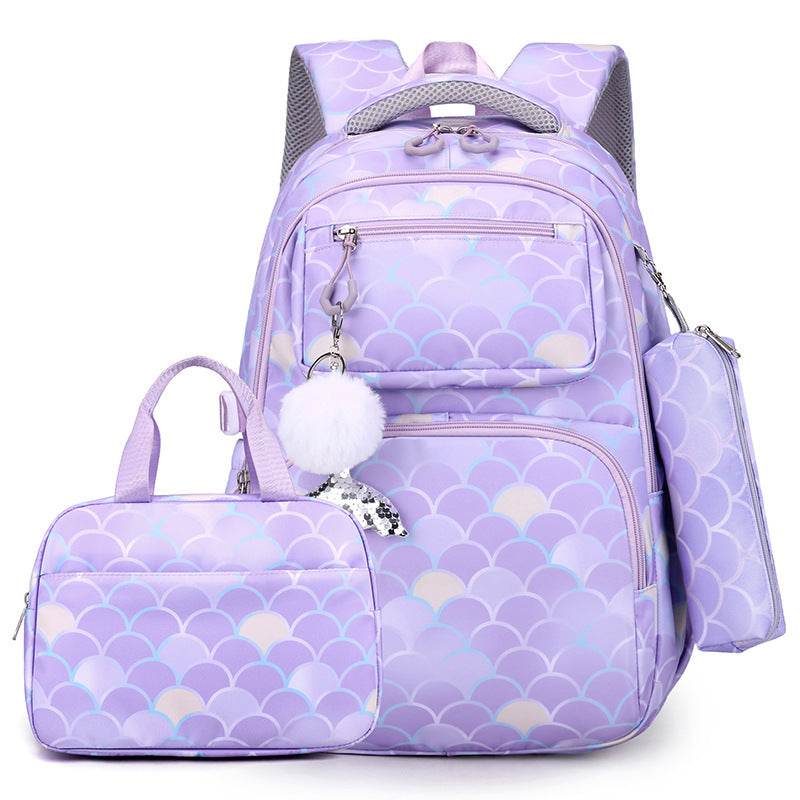 3 in 1 set Primary School Girls Backpack Lunch Bag and Pencil Pouch
