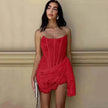 Strapless Lace Tube Top Corset Dress Party Women Fashion And Charming Slim fit Mini Dress  for Evening Party Cocktail.