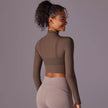 Quick Drying Gym Slim Fit Mesh Turtleneck Long Sleeve Workout Crop Top