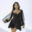 Women's Solid Color Chiffon Slim Fit Short Dress Mini Skater Flared Dress for Chic Ladies