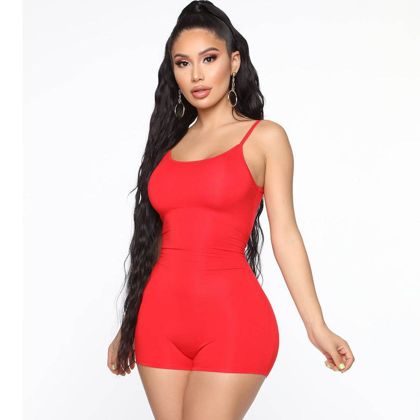 Women's One piece Athleisure wear Sleeveless Suspender Workout Yoga Short Jumpsuit