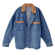 Plus Size Denim Jacket – Loose Fit Lapel Style in Denim Blue