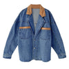 Plus Size Denim Jacket – Loose Fit Lapel Style in Denim Blue