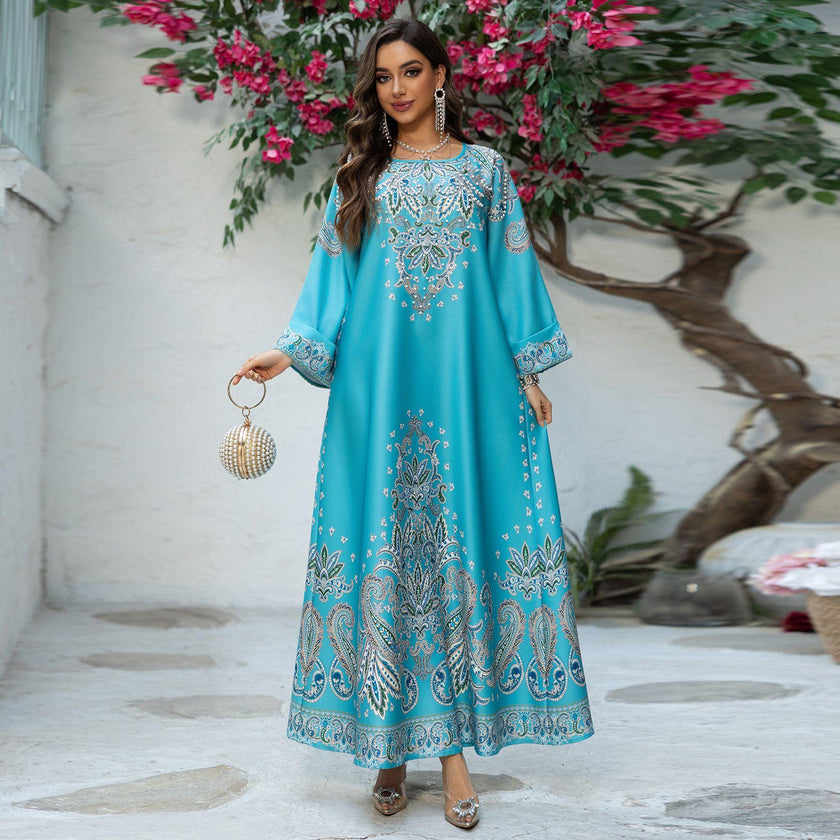 Muslim Robe Printed Dubai Women's Clothing Dress