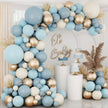 134-Piece Dusty Blue, Cream & Gold Balloon Garland Arch Kit – Baby Shower, Birthday & Boho Party Decoration