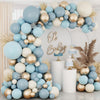 134-Piece Dusty Blue, Cream & Gold Balloon Garland Arch Kit – Baby Shower, Birthday & Boho Party Decoration