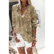 Women Casual Spring Summer New Style Blouse top Printing V-Neck Long-Sleeved