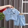 Lapel Short Sleeve Suit Children's Clothing Casual wear for boys Denim Two piece for boys