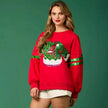 Women's Christmas Sequined Round Neck Top Casual Sweatshirt