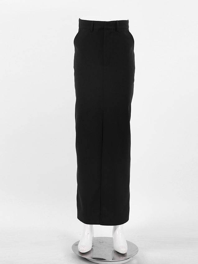 Women's Retro Casual Black High Waist Long front Split Skirt