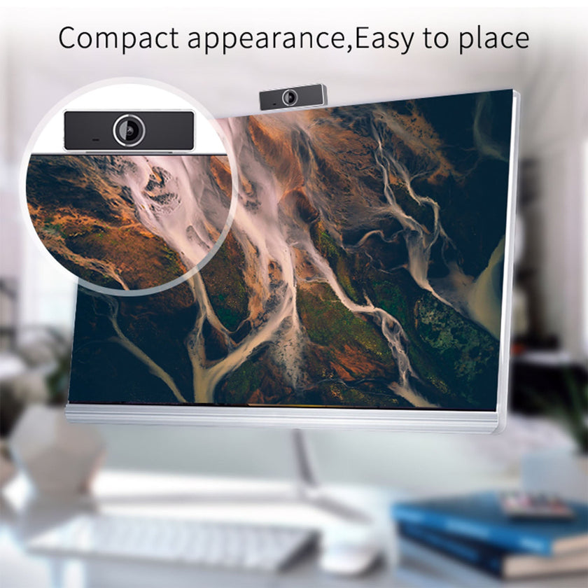 1080P USB Webcam with Autofocus, 60° Wide Angle and Built-In Microphone