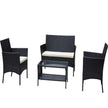 4 PC Rattan Patio Furniture Set Outdoor Patio Cushioned Seat Wicker Sofa Beige Cushion