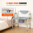 Commode Chair, Bedside Commode With Drop-Down Arms And Detachable Backrest, 5-Level Adjustable Height, 7L Removable Bucket, Easy To Assemble, 1000LBS Capacity, Portable Toilet For Adults Seniors
