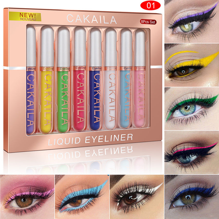 CAKAILA 8-Colour Liquid Eyeliner Set – Vibrant, Long-Lasting, Waterproof