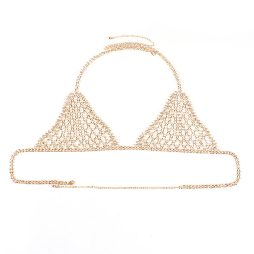 Lingerie Nightclub Body Chains – Diamond Rhinestone Bra and Panties Set