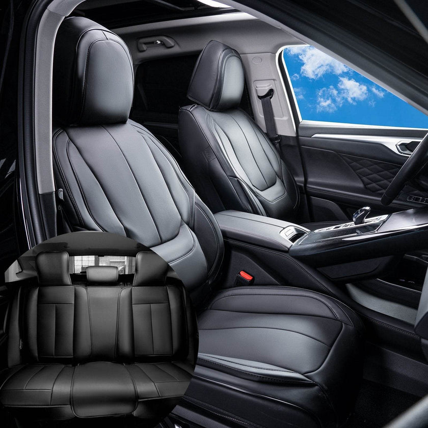 Seat Covers, Universal Car Seat Covers Full Set Seats, Front And Rear Seat, 13pcs Faux Leather Seat Cover, Full Enclosed Design, Detachable Headrest And Airbag Compatible, For Most Car SUV Truck