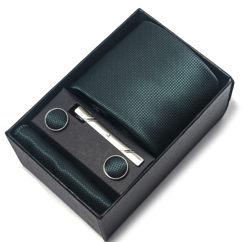Men's Jacquard Woven Formal Tie Set – Rayon Arrow Necktie with Handkerchief, Tie Clip & Cufflinks | Canada & USA