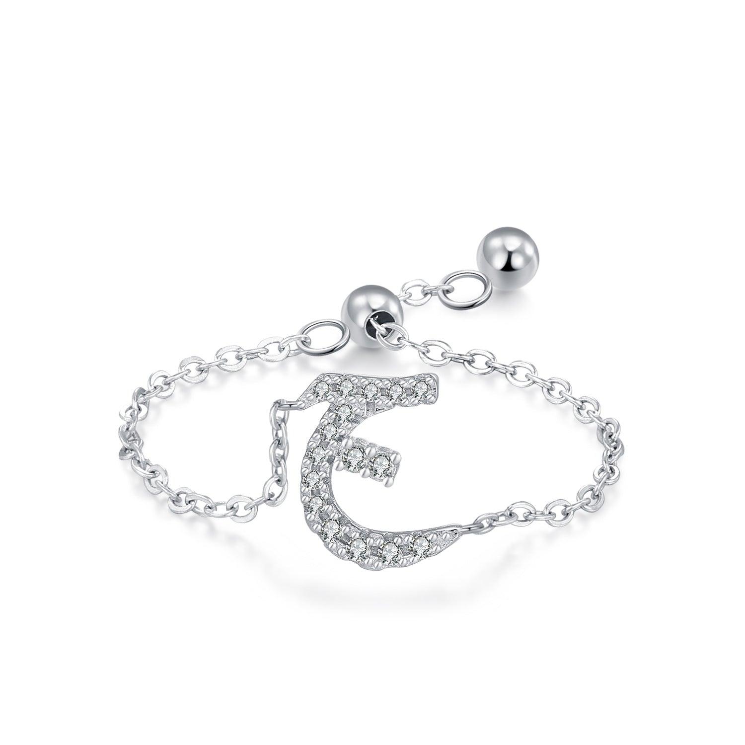 S925 Sterling Silver Niche Style Arabic Letters Pull-out Chain All-match Stackable