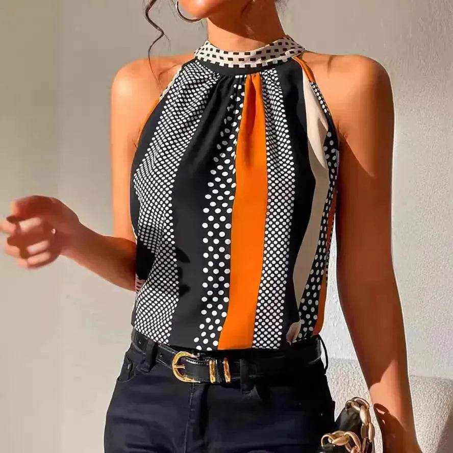 Women's Polka Dot Top Halter Neck – Classy & Elegant Style