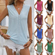 Summer Sleeveless Lace Blouse Tops Women V-neck top