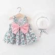 Baby Girl Floral Princess Dress with Matching Hat – Cotton Suspender Sundress for Toddlers