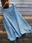Women's Sleeveless Linen Vest Top – Loose Casual Summer Blouse