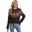 Women's Halloween Pumpkin Embroidered Retro Long-sleeved Sweater