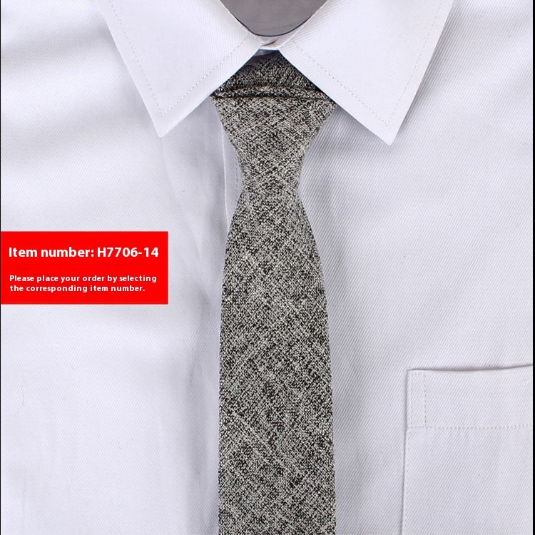 Men's Slim 6cm Cotton Necktie – Solid Color Arrow Tie for Business & Formal Wear | Canada & USA