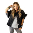 Loose Denim Jacket with Ruffled Sleeves Casual Cotton Style