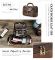 Crazy Horse Leather Travel Toiletry Bag Large Capacity Retro Men’s Dopp Kit