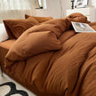 Solid Colour Sanding Washed Cotton 4-Piece Duvet Cover Bed Set