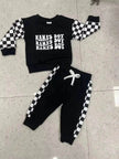 Children Plaid Printed Long-sleeve Sweater Set  Casual baby outfit for Boys Baby two piece for boys