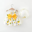 Baby Girl Floral Princess Dress with Matching Hat – Cotton Suspender Sundress for Toddlers