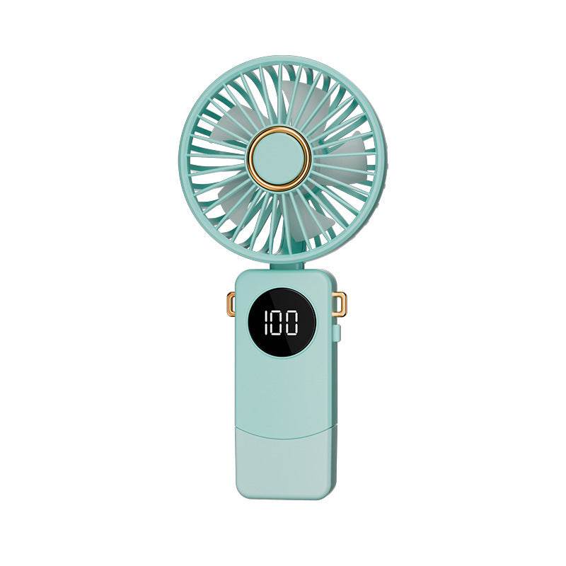 Handheld Fan Digital Display Hanging Neck Folding Charging
