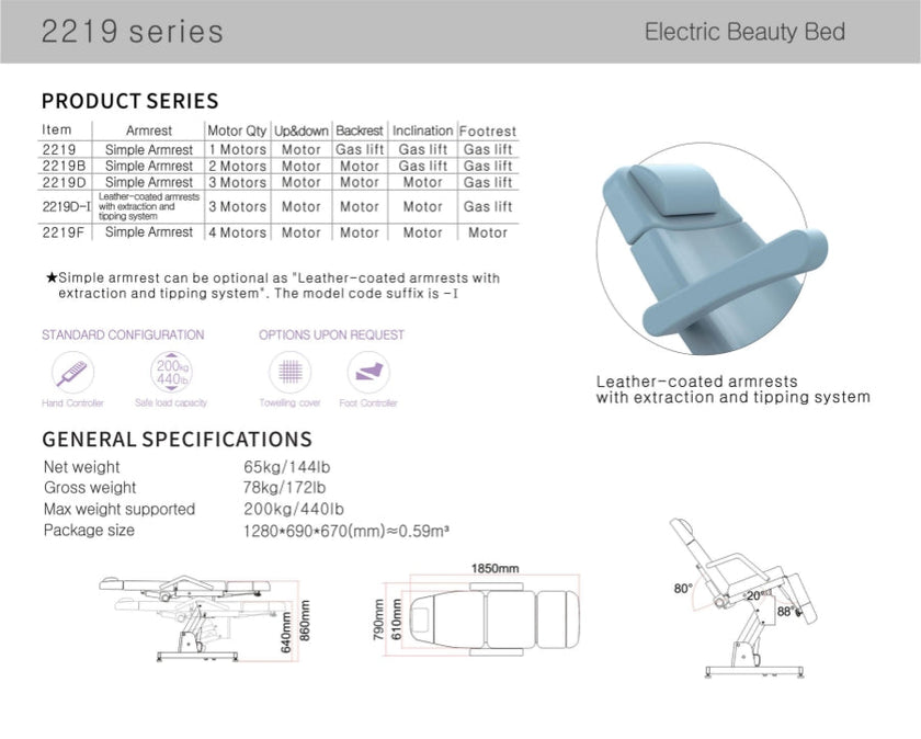 Silverfox 2219B Professional Electric Medi Spa / Facial Power Chair