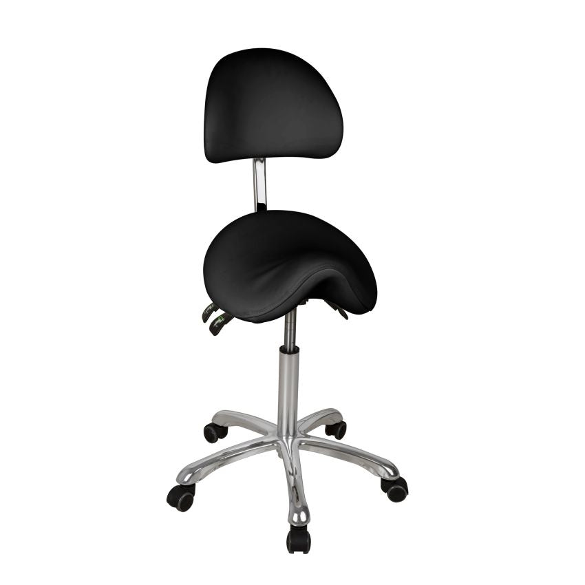 Silverfox Saddle Rolling Stool with Backrest 1025A