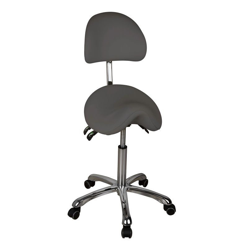 Silverfox Saddle Rolling Stool with Backrest 1025A